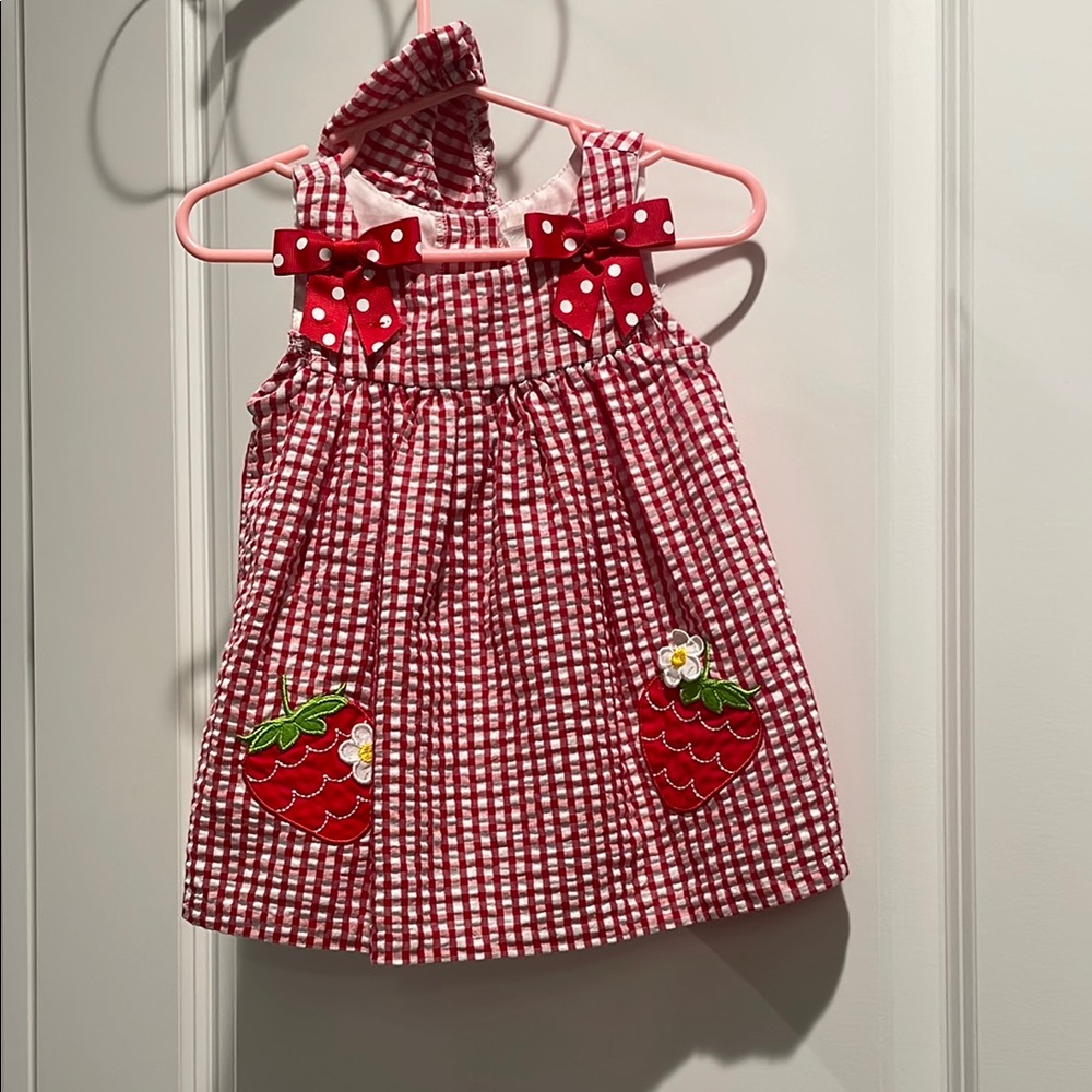 Rare Editions Red Gingham Strawberry Dress